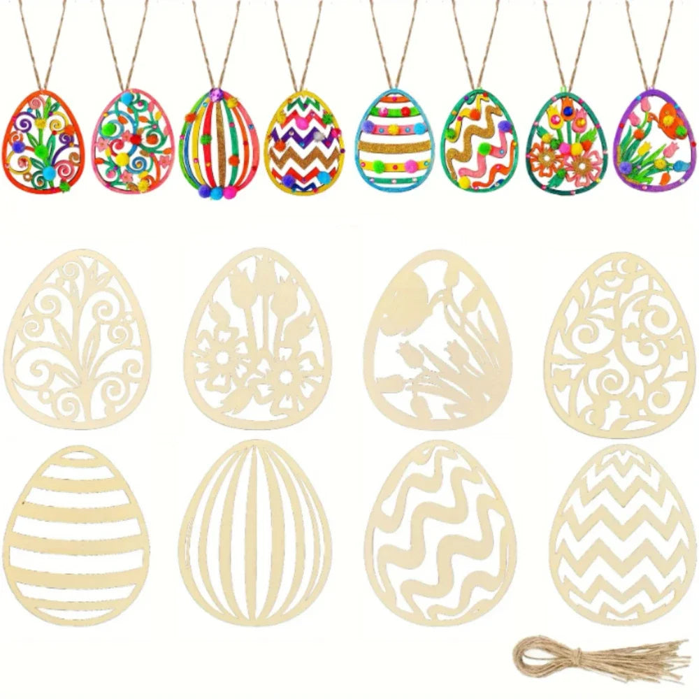 40 Pieces Wooden Easter Egg Ornaments