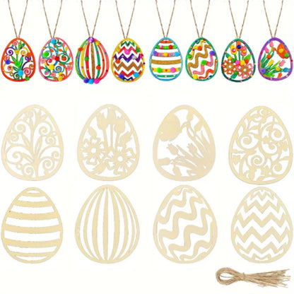 40 Pieces Wooden Easter Egg Ornaments