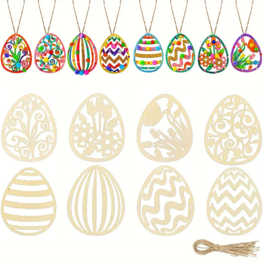 40 Pieces Wooden Easter Egg Ornaments