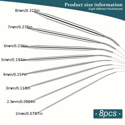 Professional 8pcs Stainless Steel Knitting Needles Set