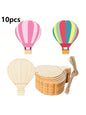 10/20/40/80pcs DIY Wooden Hot Air Balloon Crafts - with Hemp Rope