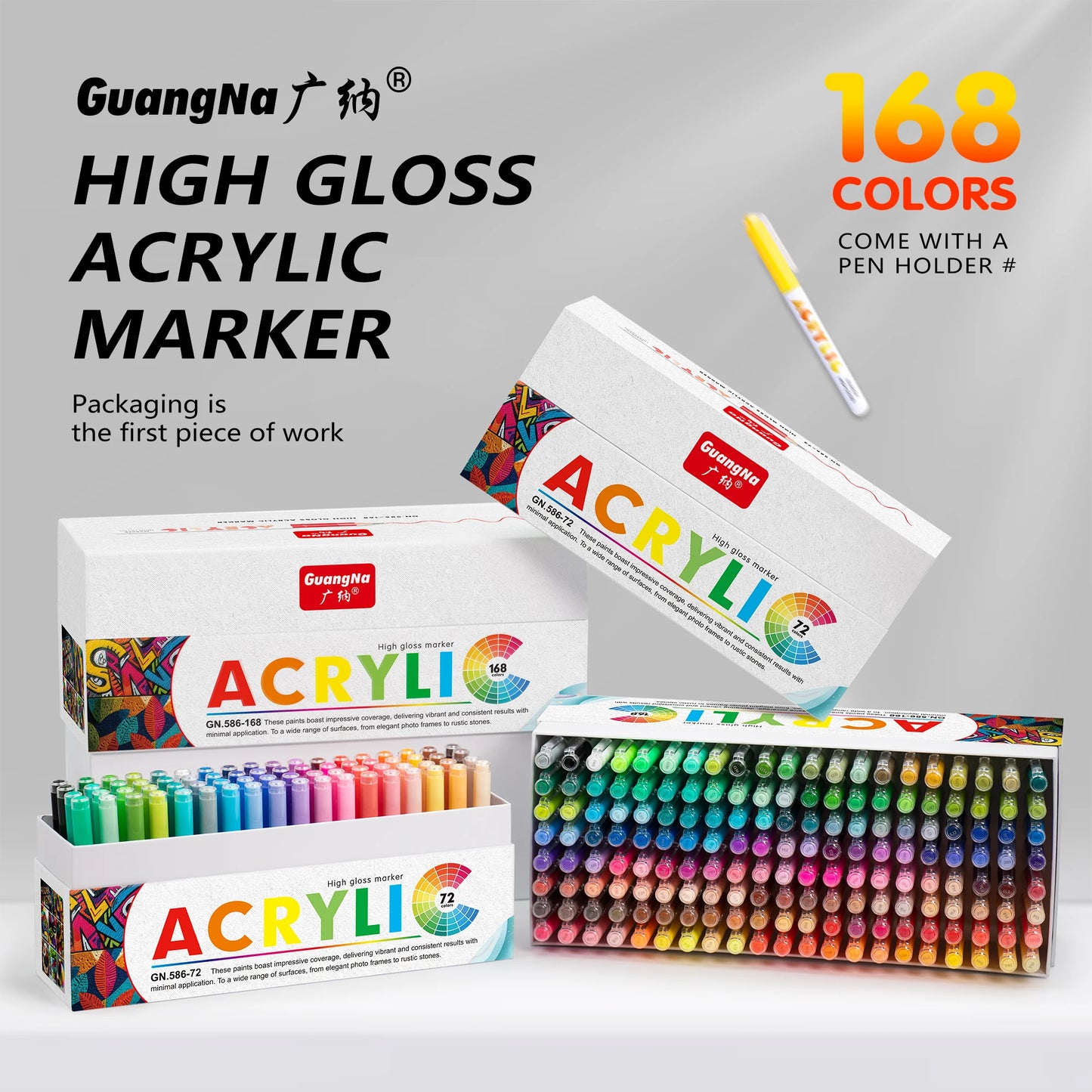 GuangNa 586 Straight Liquid High-gloss Acrylic Marker Pen 72/168
