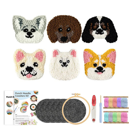 GATYZTORY Cute Dog Pattern Punch Needle Coaster Kit for Beginners