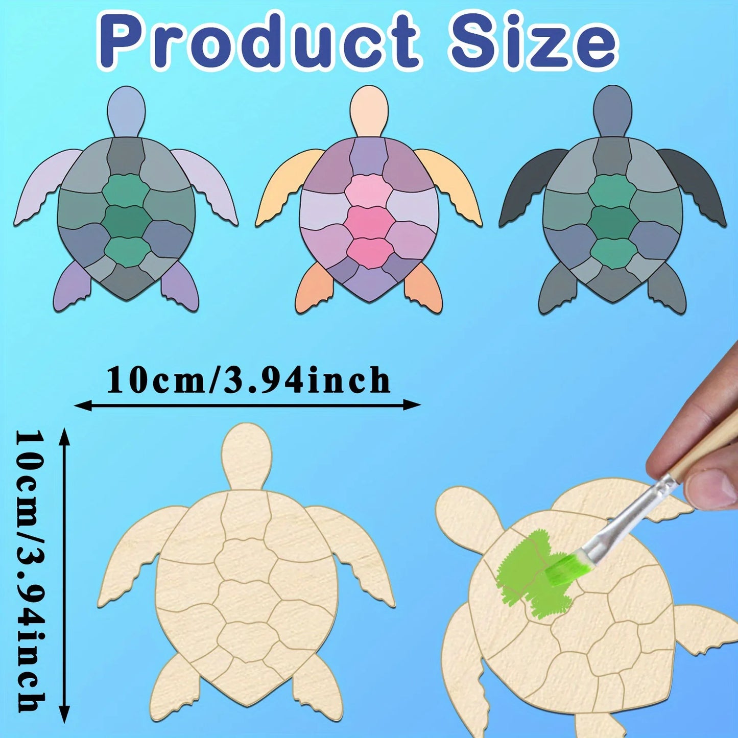 10pcs/set Handmade Wooden Turtle Sculpture