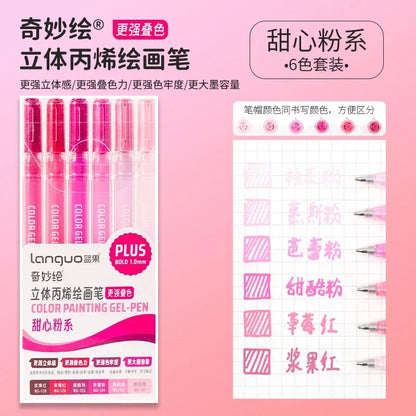LANGUO 207/4 Colors Glitter Acrylic 0.5/1.0mm Gel Pen