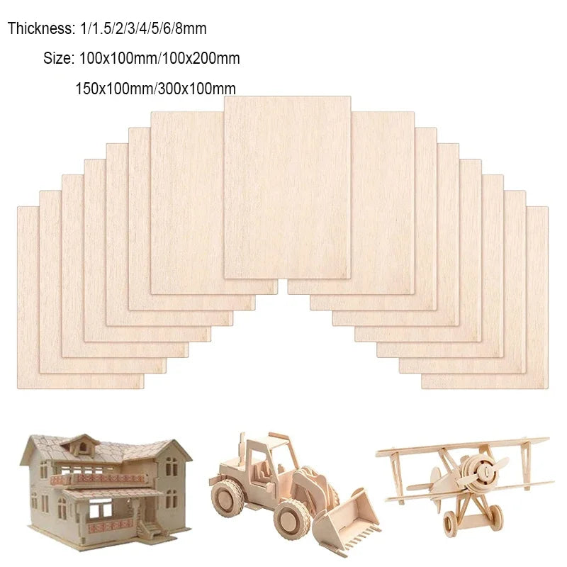 5 pcs Balsa Wood Sheets ply 100/150/200/300mm long 100mm wide 1/1.5/2/3/4/5/6/8mm thick