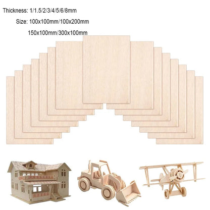 5 pcs Balsa Wood Sheets ply 100/150/200/300mm long 100mm wide 1/1.5/2/3/4/5/6/8mm thick