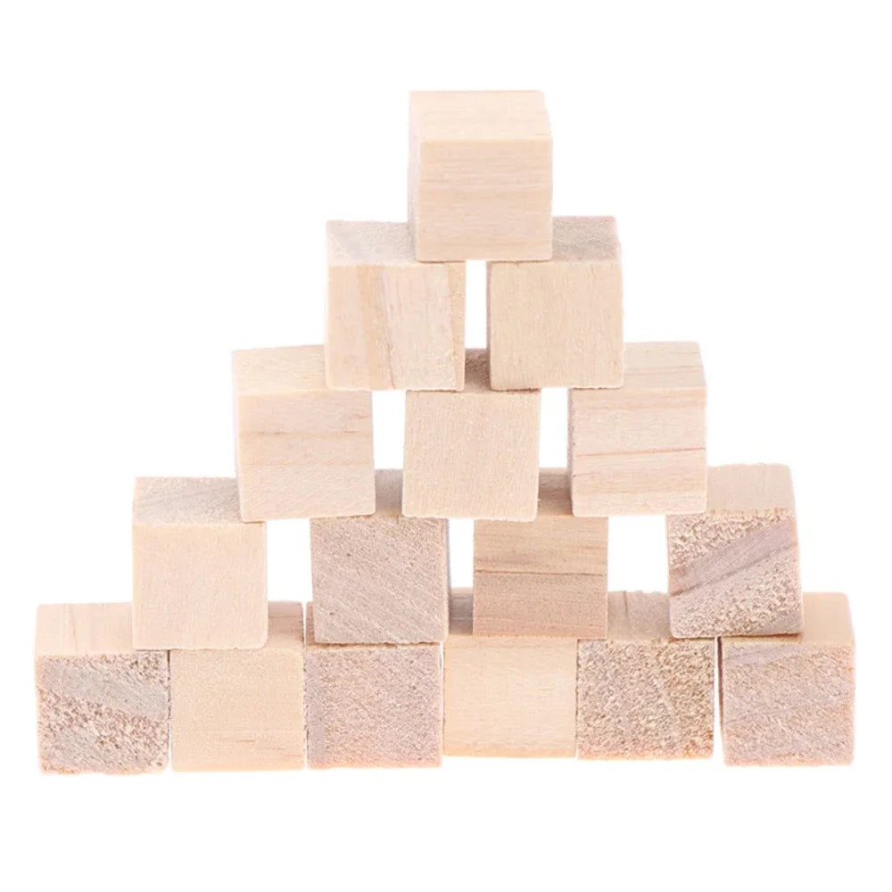 60/100pcs 20mm Unfinished Blank Mini Wood Solid Cubes