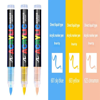 3Pcs Acrylic White Marker Brush Pens
