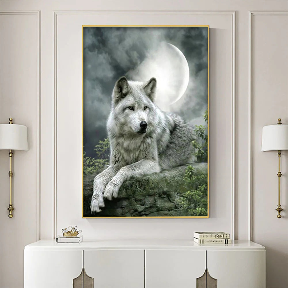 Meian Moon And Wolf DIY Embroidery 11CT Cross Stitch Kits