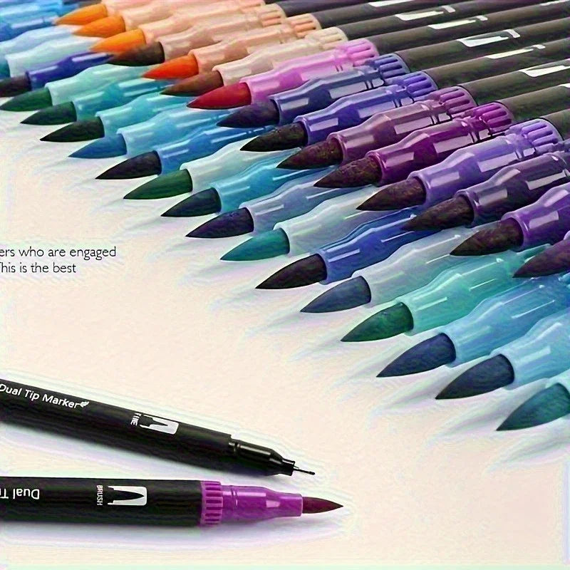 Vibrant Double-Ended Watercolor Markers – Art Set for Drawing & Crafts