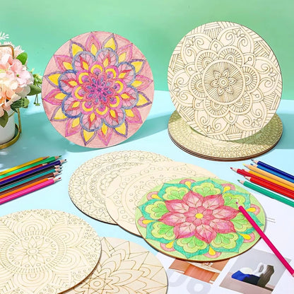 Wooden Mandala Painting10 Unfinished Wood Cutouts