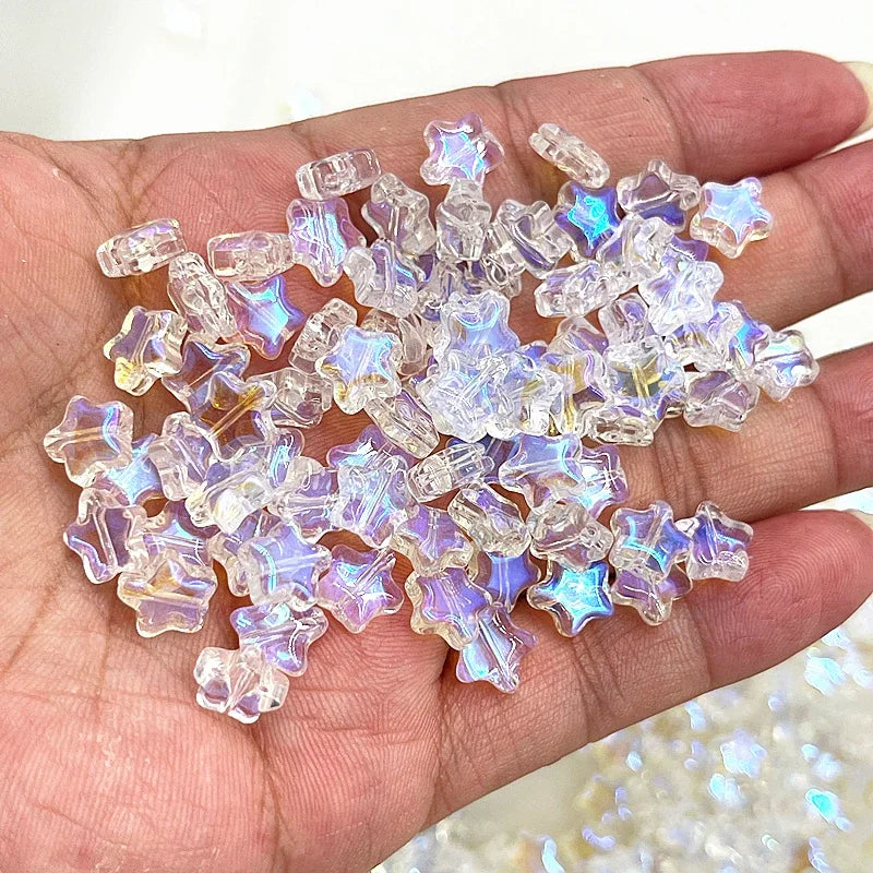 New 30pcs 8mm Five-pointed Star Matte Glass Beads Loose Spacer Beads