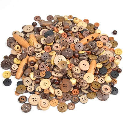 50Gram  Mix size wooden buttons