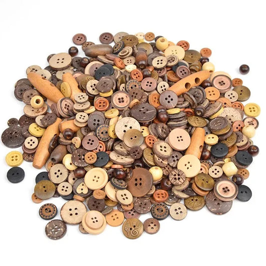 50Gram  Mix size wooden buttons