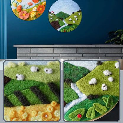 CHENISTORY 20x20cm Frame Wool Felting Painting