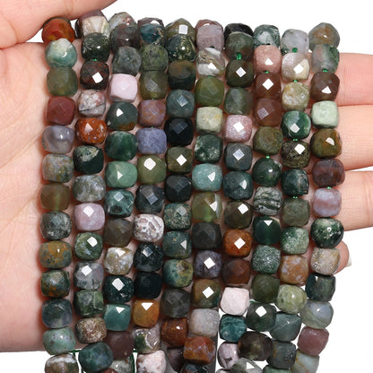 Natural Amethyst Beads 7-8mm Faceted Square Cube Geometric