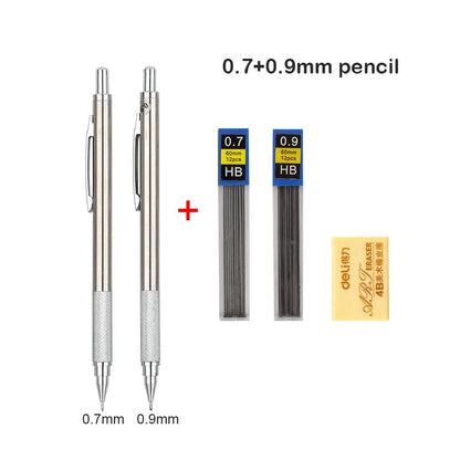 Mechanical Pencil Set 0.3 0.5 0.7 0.9 1.3 2.0mm Full Metal Art Drawing Painting Automatic Pencil