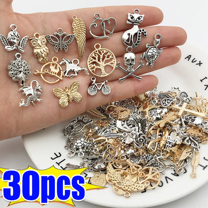 100pcs Tibetan Silver Mixed Pendant Animals Charms Beads
