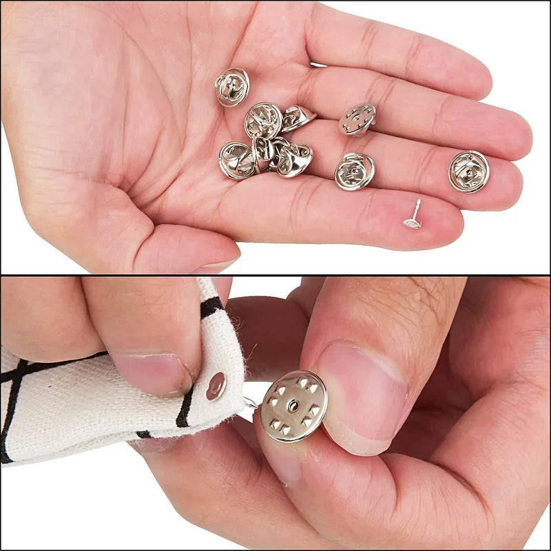 100pc Metal Locking Pin Back Brooch Badge Holder