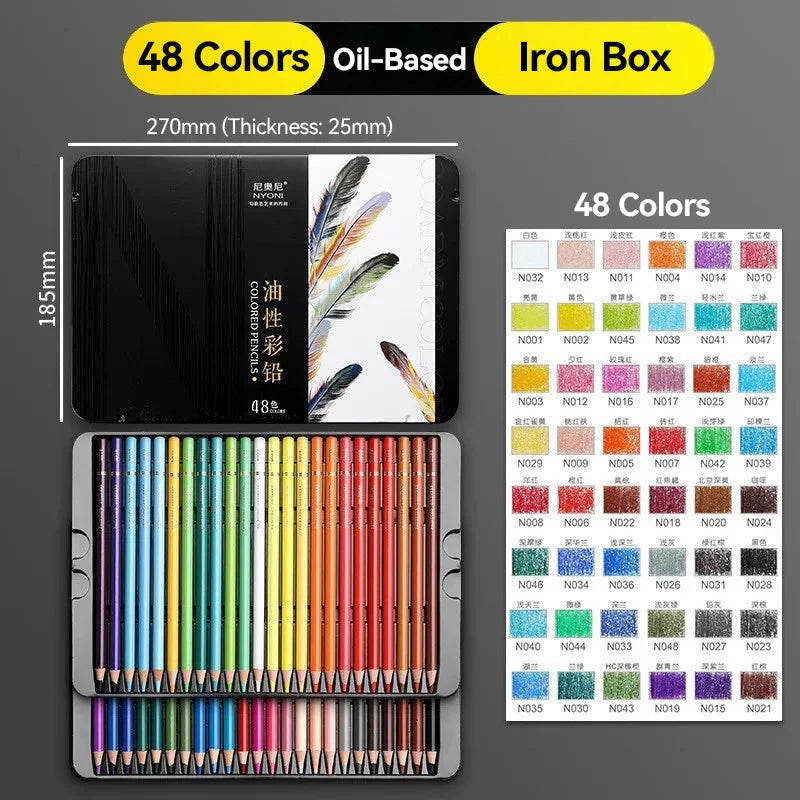 NYONI 24-120Colors Pencils Professional Oil Wood Soft Watercolor Pencil