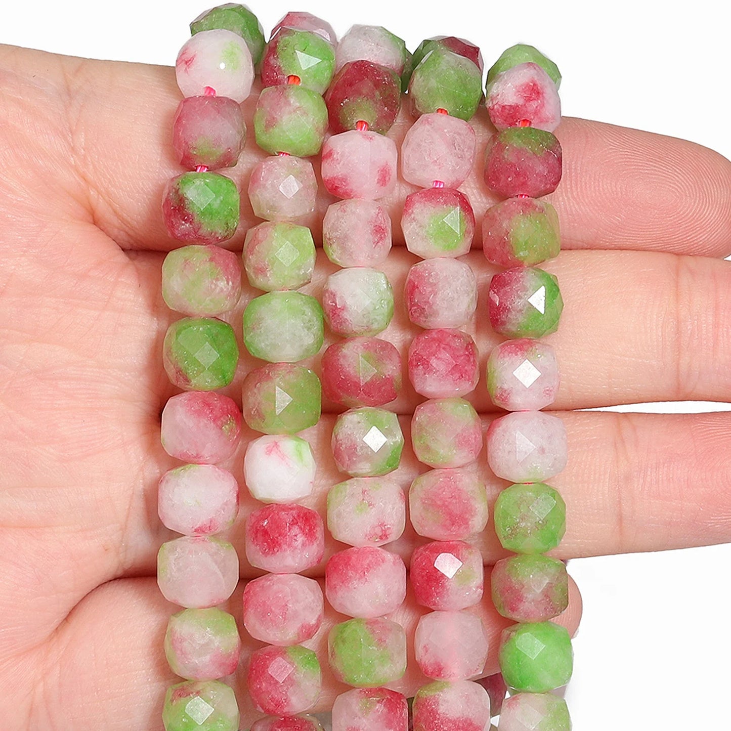 Natural Amethyst Beads 7-8mm Faceted Square Cube Geometric