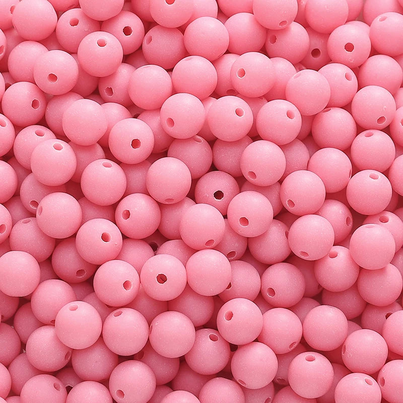 50-100pcs 8/10mm Acrylic Frosted Matte Round Beads Multi Color