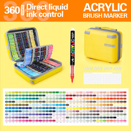 360 Colors Acrylic Marker Brush Pens Paint Art Markers