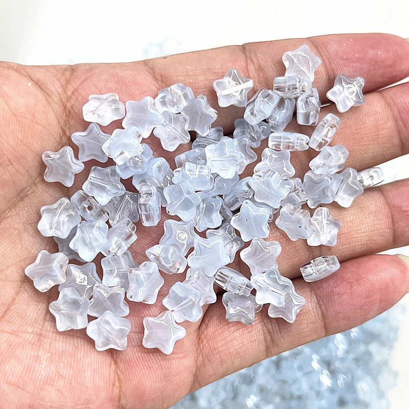 New 30pcs 8mm Five-pointed Star Matte Glass Beads Loose Spacer Beads