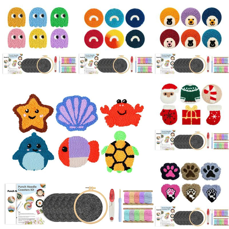 GATYZTORY Cute Animal Punch Needle Coaster Starter Kits