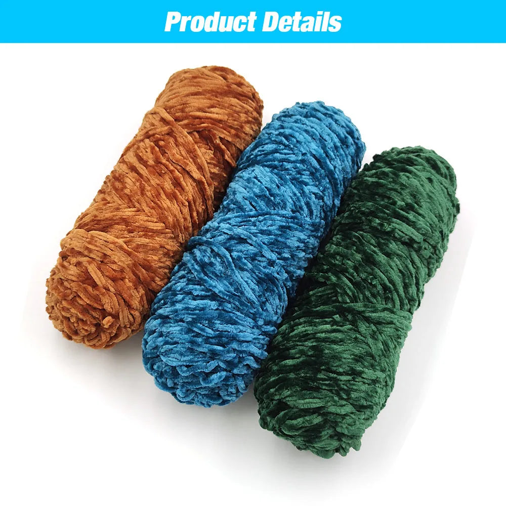 5 Rolls 100g Each Roll Premium Velvet Chenille Yarn