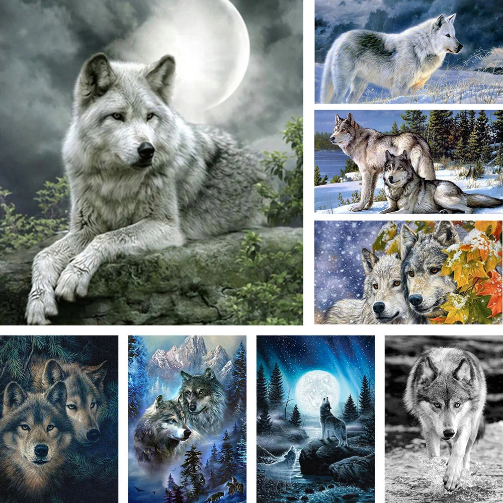 Meian Moon And Wolf DIY Embroidery 11CT Cross Stitch Kits