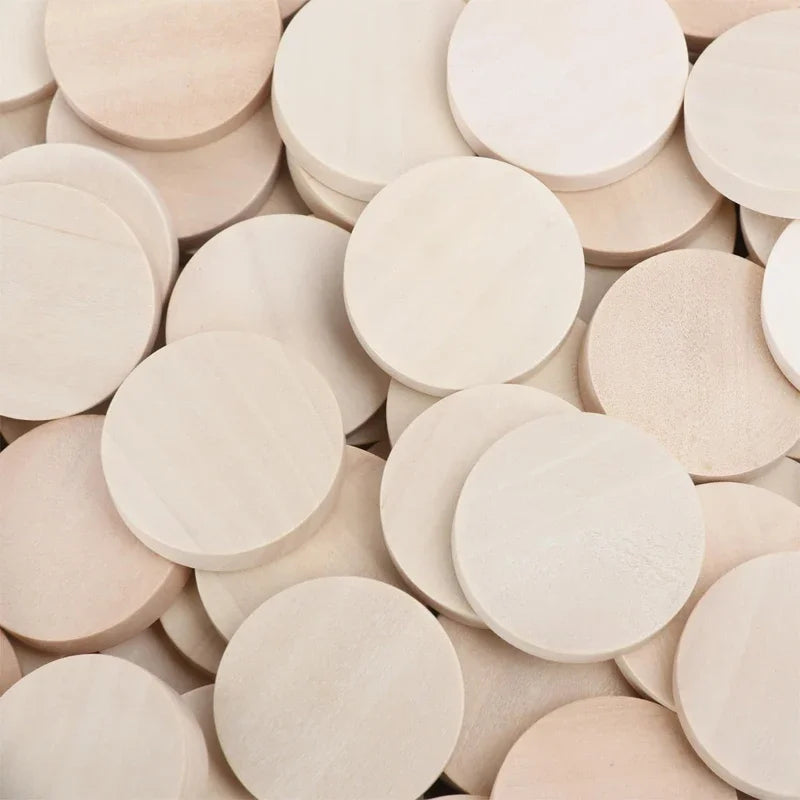 15-35mm Unfinished Smooth Round Wood Coins