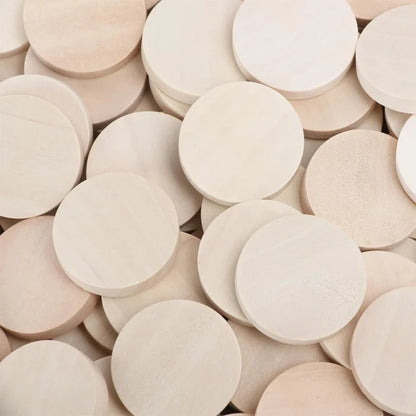 15-35mm Unfinished Smooth Round Wood Coins