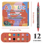 12 Colors Double Headed Acrylic Markers Soft/Hard Pen Tip for Student
