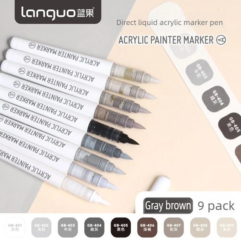 LANGUO 288/9 Colors Acrylic Marker Direct Liquid Soft Brush Paint Pen