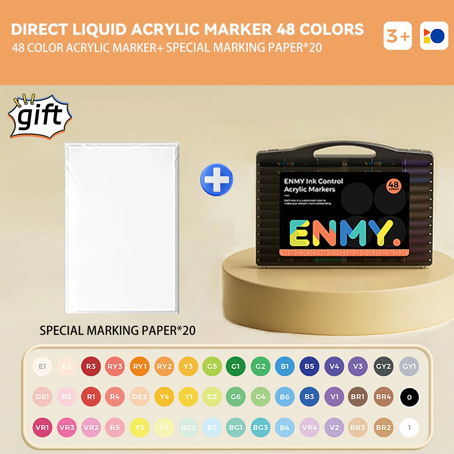 enmy Black box Direct Liquid acrylic markers with paper 24-80 colors