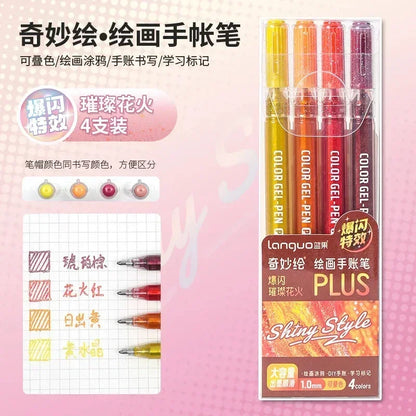LANGUO 207/4 Colors Glitter Acrylic 0.5/1.0mm Gel Pen