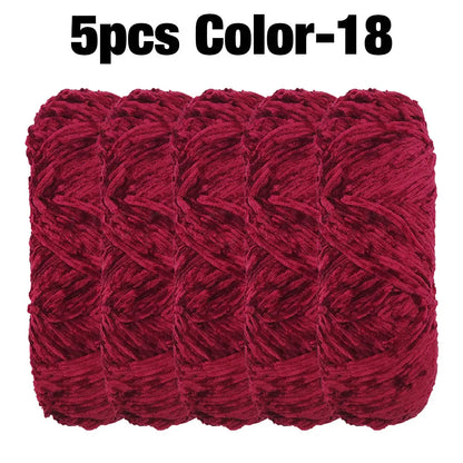 5 Rolls 100g Each Roll Premium Velvet Chenille Yarn