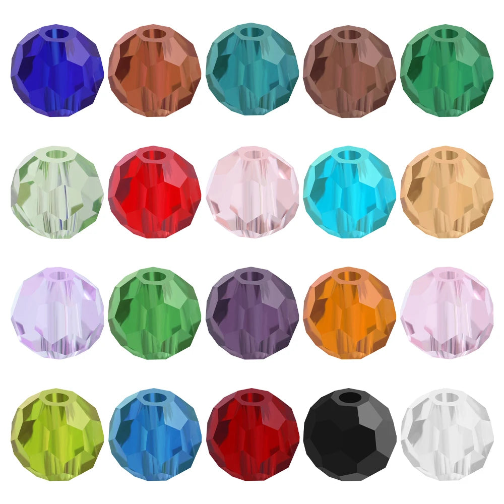 32Facets Round Ball 2mm 3mm 4mm 6mm 8mm 10mm 12mm 14mm Faceted Crystal Glass Loose Spacer