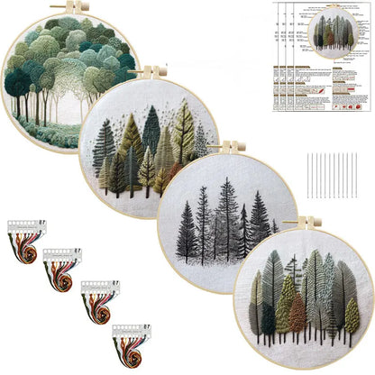 Nature Scenery Embroidery Kit for Beginners with Pattern Needlepoint