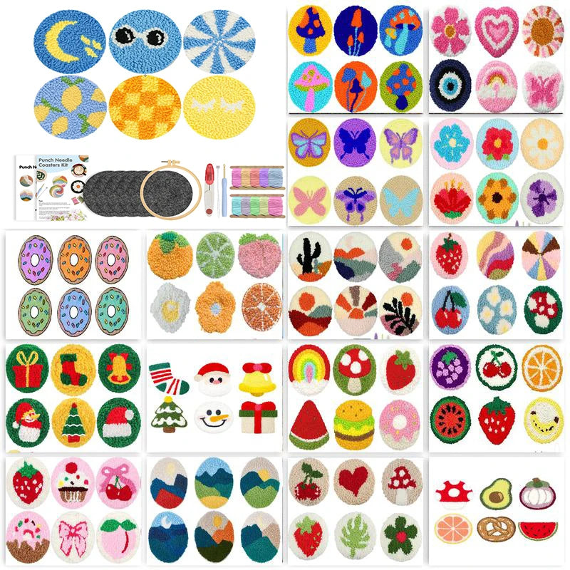 Punch Needle Coaster Kit 6PCS  Kit for Beginners