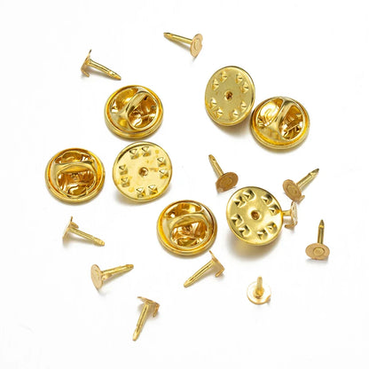 100pc Metal Locking Pin Back Brooch Badge Holder