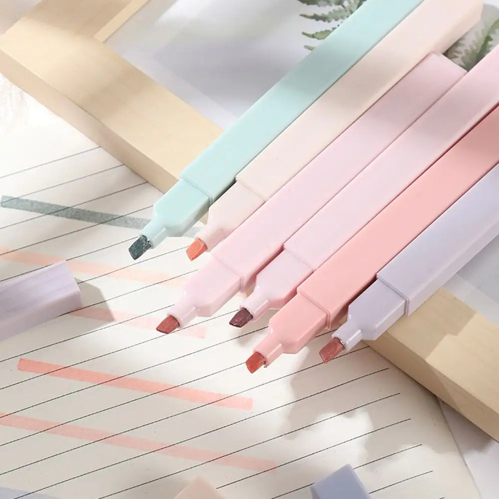 6/12Pcs Pastel Highlighters Soft Tip Mild Colours Highlighter Marker Pen