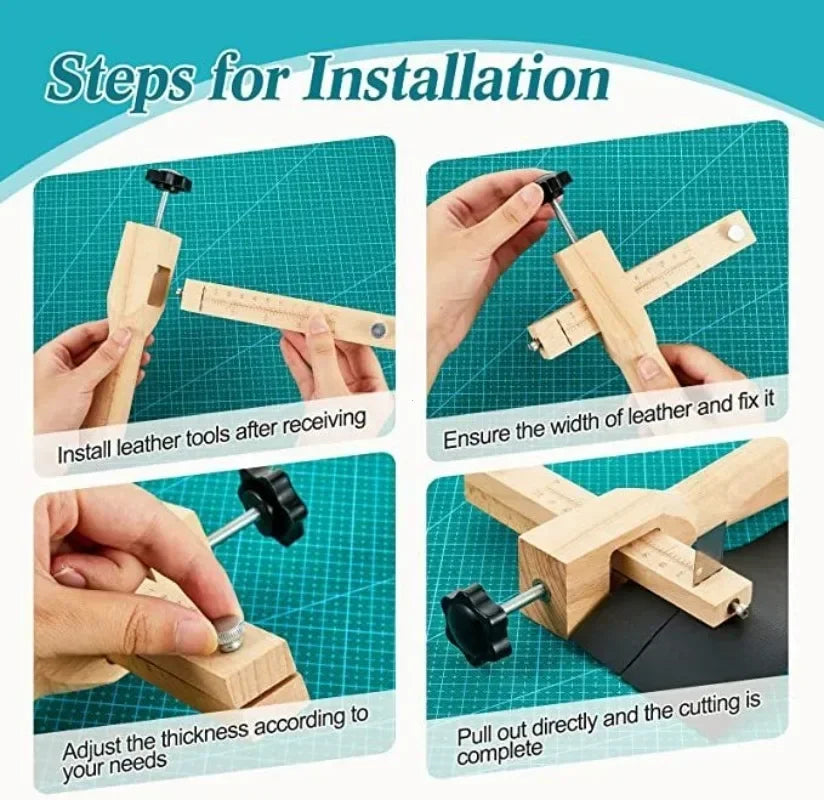 Wooden Leather Strap Cutter Adjustable Strip Belt Precise Cutting Tool