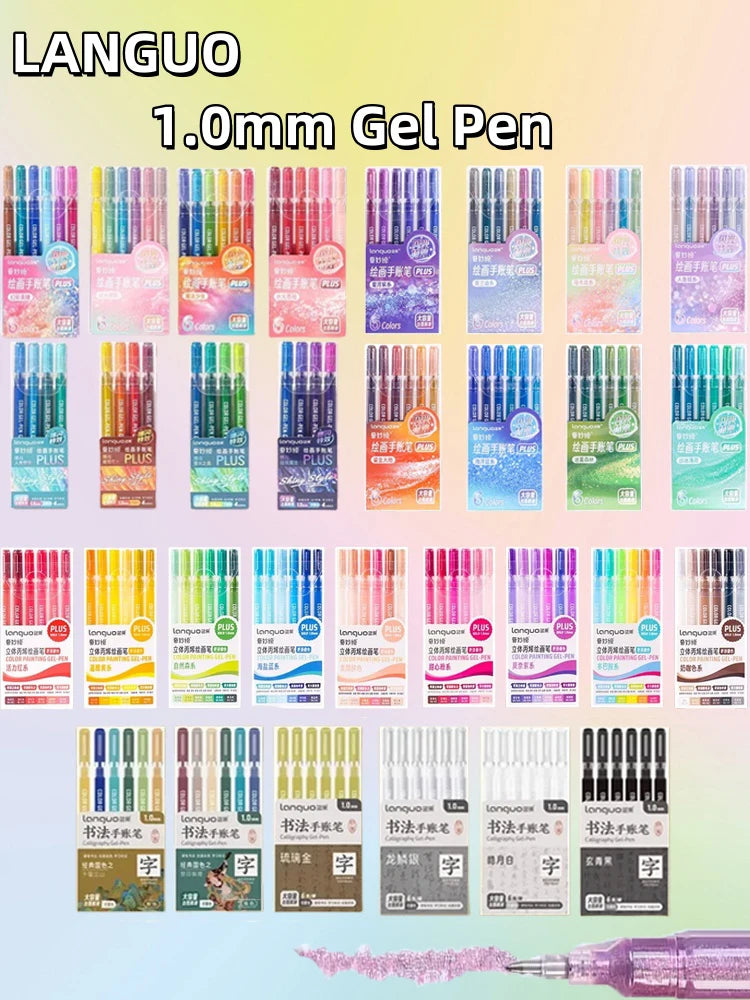 LANGUO 207/4 Colors Glitter Acrylic 0.5/1.0mm Gel Pen