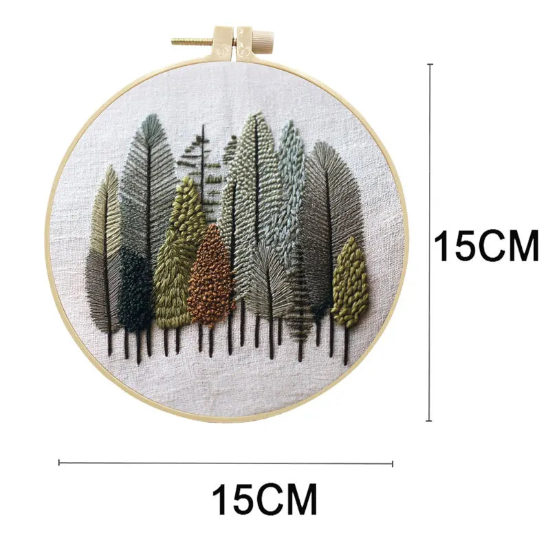 Nature Scenery Embroidery Kit for Beginners with Pattern Needlepoint