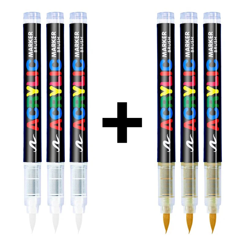 3Pcs Acrylic White Marker Brush Pens