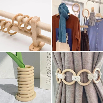 Unfinished Solid Wooden Rings Natural Wood Hoops