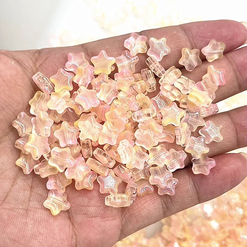 New 30pcs 8mm Five-pointed Star Matte Glass Beads Loose Spacer Beads